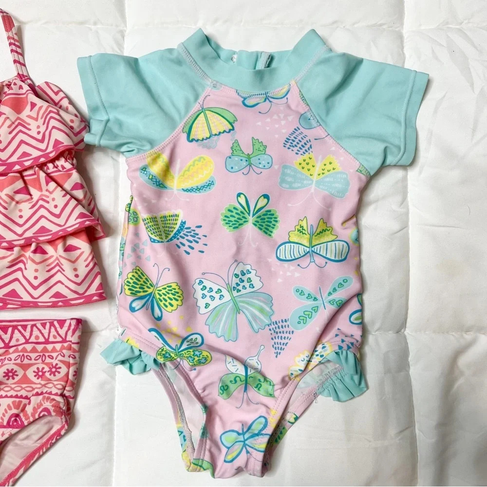 Bundle of 2 Baby Girl 9-12 Month One Piece Swimsuits - Picture 3 of 6
